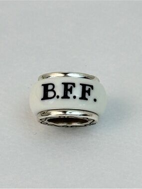 Brighton ABC Dazzle White B.F.F. Oval Charm Spacer Engraved Silver Detail